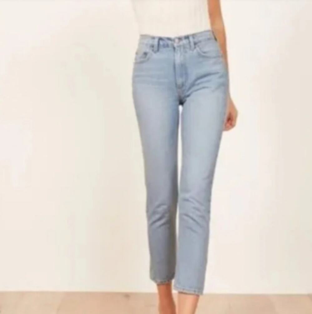 Reformation Julia High Crop Jeans Sky Wash Size 26